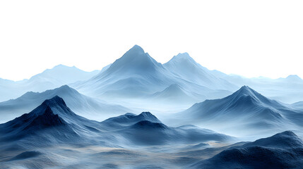 distant mountain scene background isolated on white background, high-definition, realistic look