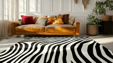 A zebra print area rug with bold stripes for a dynamic look. illustration