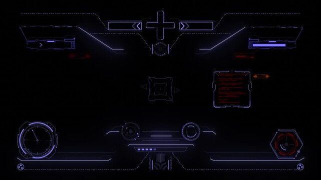 Alien spaceship Screen. Universal HUD, UI Graphic Elements. Sci Futuristic User interface. Digital Data Flow Calculations. IT Technology on Virtual Screen.
