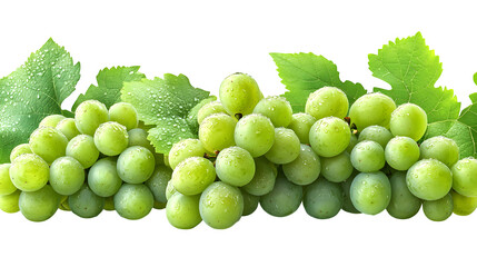 Obraz premium Green grape bunch, high-definition, realistic look, isolated on white background