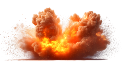 fiery blast explosion isolated on white background, high-definition, realistic look