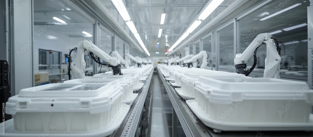 Aufkleber automated production line with robotic arms