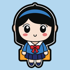 Obraz premium Cute anime girl in school uniform (2)