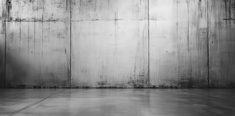Abstract industrial interior with a gray concrete wall. Empty space for text or design. High-quality 3D rendering, ideal for minimalistic or modern themes.