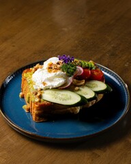 Savoring gourmet avocado toast delight rustic  food photography cozy setting close-up view culinary artistry for food lovers