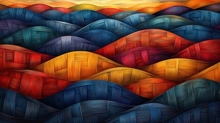 Fototapeta premium Abstract Woven Landscape: A Symphony of Color and Texture