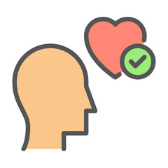 belief filled outline icon. mindset color line illustration.