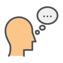 thought filled outline icon. understanding color line illustration.