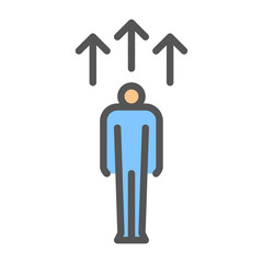 self improvement filled outline icon. personal growth color line illustration.