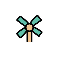 Obraz premium Wind turbine icon in flat design with teal and beige colors 