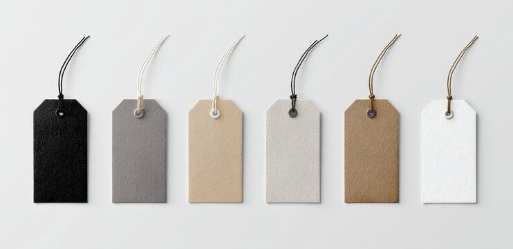 Design Six Blank Gift Tags with Strings and Metal Fasteners,  Perfect for DIY Projects and Creative Uses.
