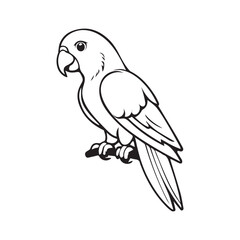 Vector illustration of a parrot on a branch with a white background, featuring vibrant feathers and a tropical feel