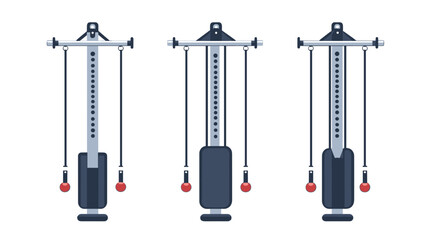 Naklejka premium Three Gray And Red Fitness Cable Machines