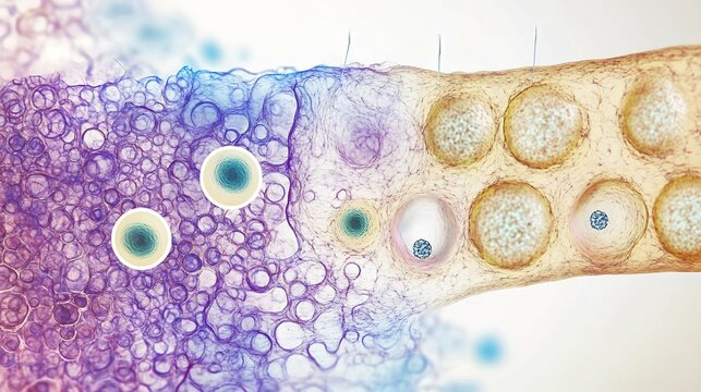 Microscopic view of cellular osmosis labeled hypertonic and hypotonic environments white background