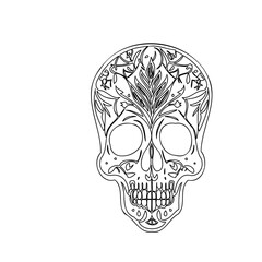 Floral Ornate Skull Illustration for Day of Dead