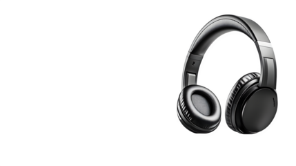 Headphones simple silhouette, high-definition, realistic look, isolated on white background