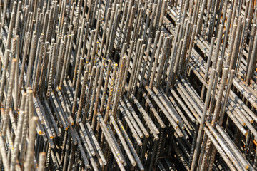 Closeup of steel reinforcement mesh