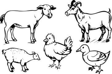 farm animals collection vector