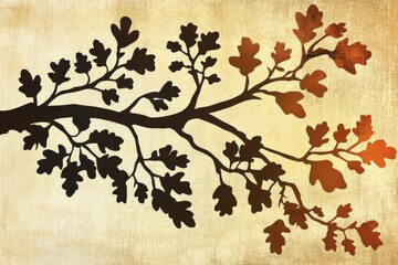 Silhouetted Oak Branches in Autumn: Nature's Abstract Display of Trees, Twigs, and Sprigs