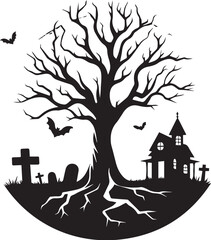 Silhouette of a dead tree vector