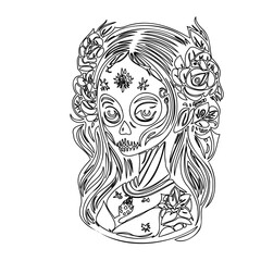 Decorative Skull with Floral Adornments Artwork