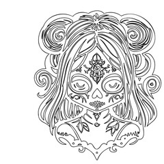 Sugar Skull Coloring Page for D�a de Muertos