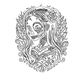 Day of the Dead Girl Face Painting Outline