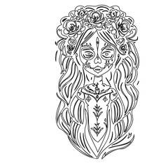 Elegant Day of the Dead Floral Woman Design