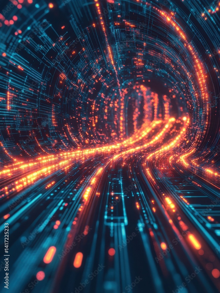 Poster big data flow technology and science vector background, tech abstraction with lines electronics and 