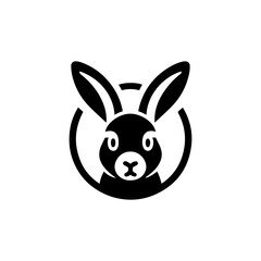 Bunny with Leaves Logo: A stylized black silhouette of a rabbit with leaves on its ears, symbolizing nature, growth, and rebirth, ideal for environmental and eco-friendly brands.
