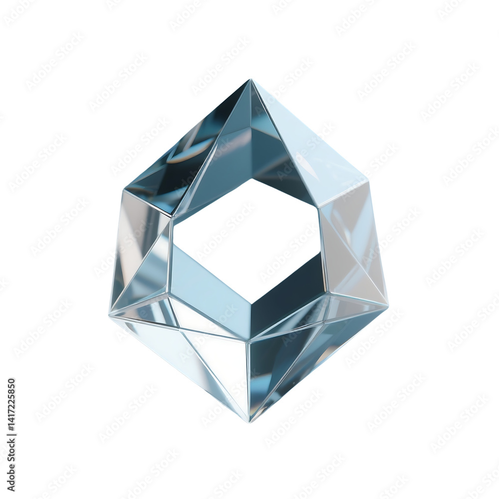 Poster 3d rendering of geometric objects with transparent background, modern abstract design for digital co