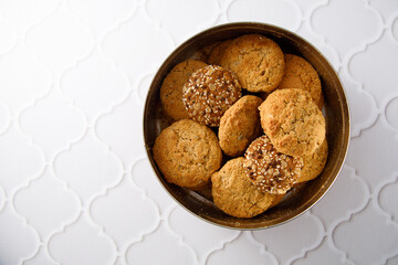Healthy cookies with seeds in a box