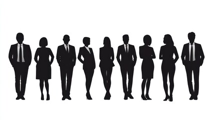 Diverse Group of Silhouetted Business Professionals Standing Together