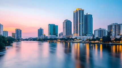 Fototapeta premium West Palm Beach Sunset Cityscape - Cityscapes