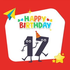 Cheerful 17 Birthday Illustration
