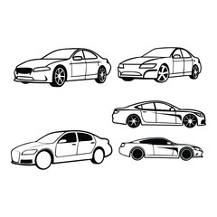 Obraz premium Collection of Car Illustrations Sedans and Automotive Designs