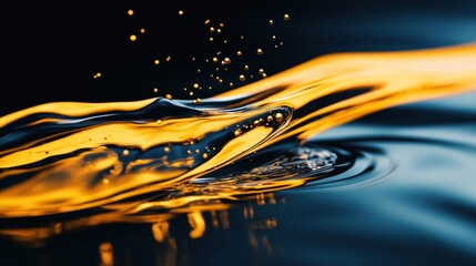 Golden liquid with dynamic splash and ripples.