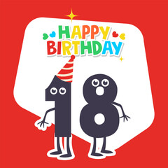 Cute Number Eighteen Birthday Design