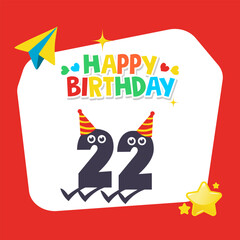 Cheerful 22 Birthday Illustration