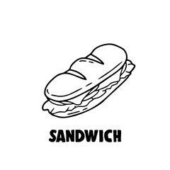 Simple Line Art Sandwich Illustration