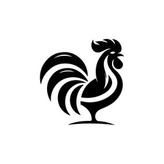 Elegant Rooster Silhouette: A minimalist and stylish outline of a rooster in striking black, embodying farm life and rustic charm, presented against a clear backdrop.