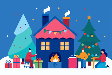 christmas card with house