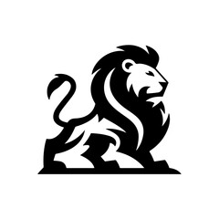 Royal heraldic lions. Black silhouette of rampant lion and griffins for logo or coat of arms. Premium wild animal crest symbols.