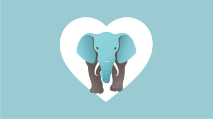 ai174A blue elephant nestled in a heart showcases love and support for animal protection.