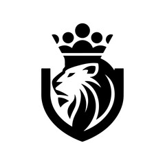 Royal heraldic lions. Black silhouette of rampant lion and griffins for logo or coat of arms. Premium wild animal crest symbols.