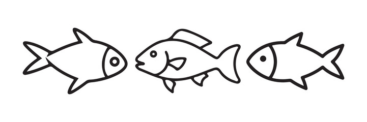 Fish icon vector. Black fish silhouette collection