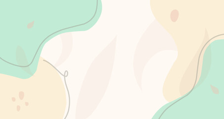 Abstract Pastel Shapes Background Soft Green, Peach, and White Hues