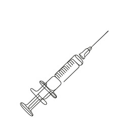 Continuous line drawing of a syringe on a minimalistic background