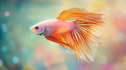 vibrant betta fish with flowing fins swims gracefully in colorful aquatic setting