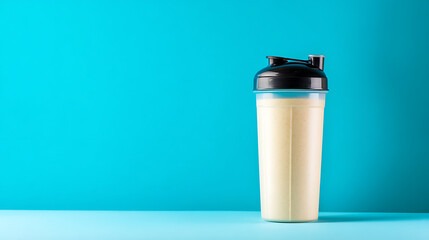 protein shake blender bottlehighlighting healthy nutritionsports supplementationfitness lifestyleideal for athletes active individuals focused on muscle recovery wellness.copy spacemockupbanner
